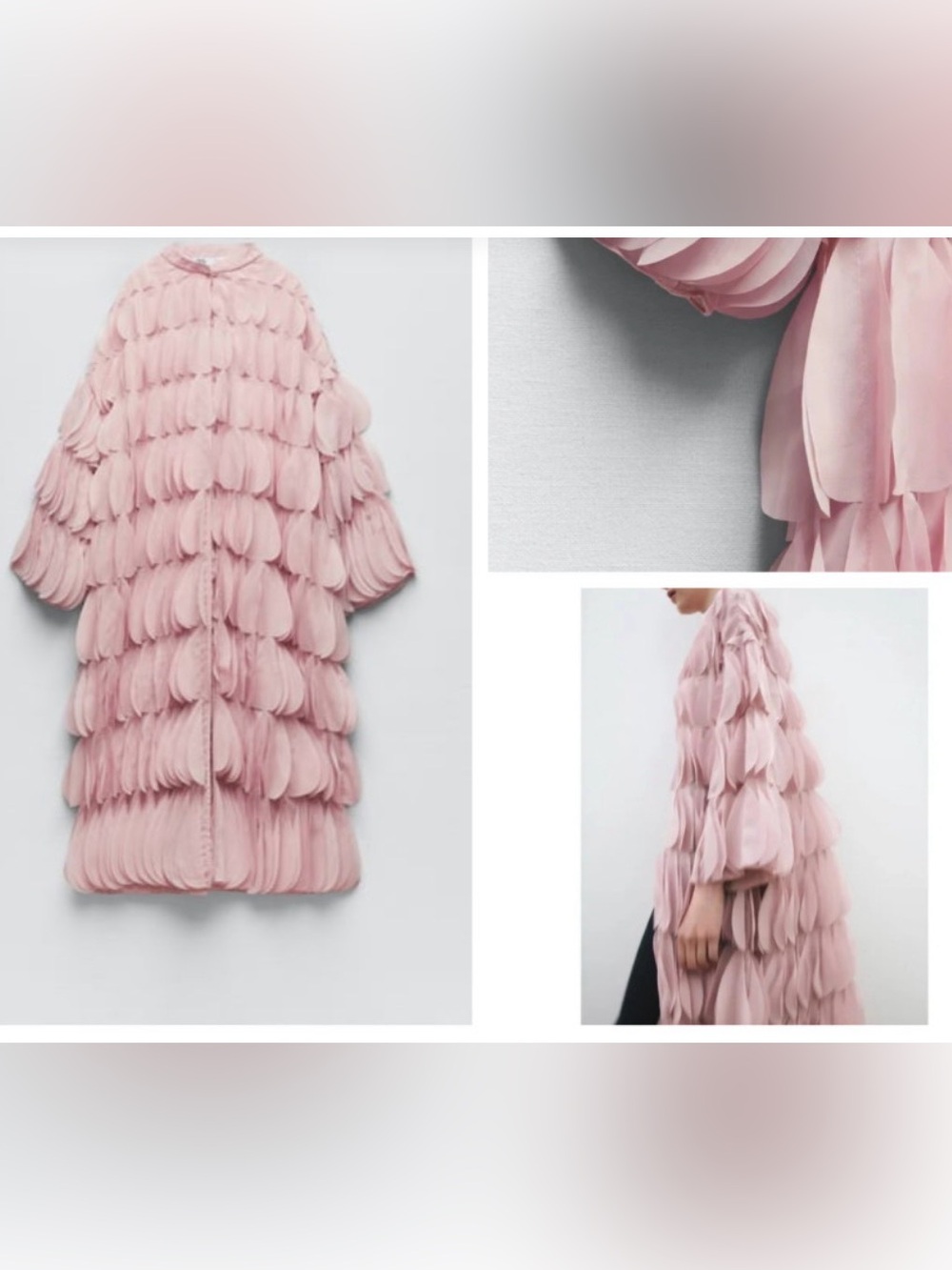 Zara Blush Pink Petal Duster Coat M